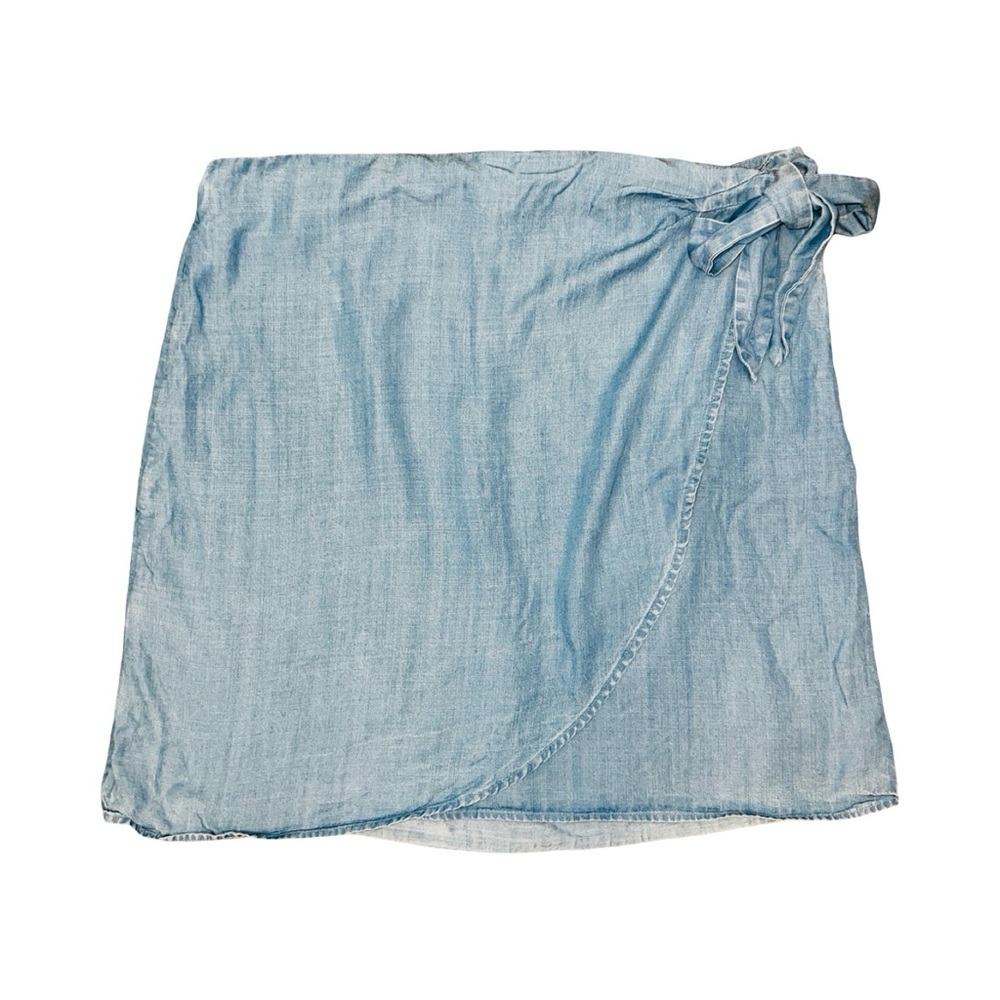 LOFT Chambray Lyocell Faux Wrap Skirt